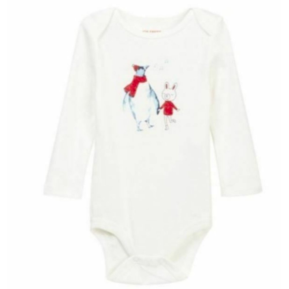 Joe Fresh 100% Cotton Winter Wonderland LongSleeve Bodysuit 3-6 Months, NWOT